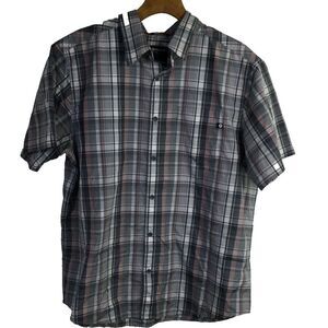 Marmot Mens Button-Up Shirt Short Sleeves Collared Plaid Gray Size XXL